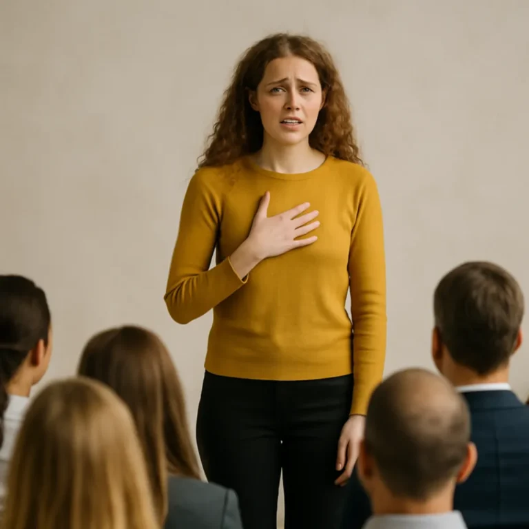 אישה עומדת מול קהל נועה גלאור הקול בקלות
